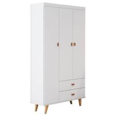 Imagem de Guarda Roupa Infantil Retrô Duda 3 Portas Branco Acetinado Bétula - Ca