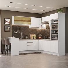 Imagem de Cozinha Completa de Canto Madesa Glamy 504001 com Armário e Bancada (sem Tampo e Pia) - Branco