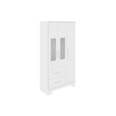 Imagem de Guarda Roupa Bebê Popy Retrô C/ 3 Portas E 2 Gavetas Branco Brilho - Peroba