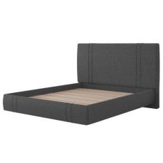 Imagem de Cama Queen Flutuante Com Cabeceira 160cm Lyra S05 Linho Preto - Mpozen