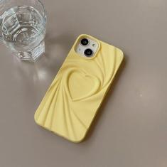Imagem de Luxo 3d fosco amor coração rugas caso de telefone para iphone 14 13 12 11 pro max silicone macio pára-choques capa, amarelo, para iphone14