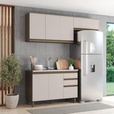 Imagem de Cozinha Compacta 3 Peças 100% Mdf com Aéreo 3 Portas Connect Duna/Cristal