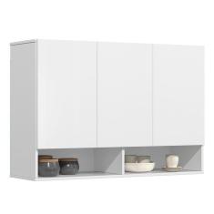 Imagem de Armário De Cozinha Aéreo 3 Portas 2 Nichos 91cm Milão Branco - Ej Móveis