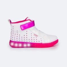 Imagem de Tênis Led Cano Médio Pampili Sneaker Luz Branco Pink 670.033-Feminino
