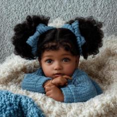 Imagem de Boneca Reborn Baby Doll JIZHI Black Girl 50 cm realista com caixa de p