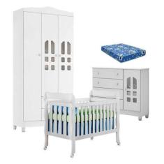 Imagem de Quarto De Bebê New Selena 3 Portas Com Berço E Cômoda Selena Branco Br