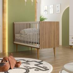 Imagem de Berço Americano Encanto Alta Resistência Nogal Manchester/Branco