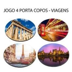 Imagem de Kit 4 Apoio de Copos Personalizado Cidades Fascinantes Mundo Redondo