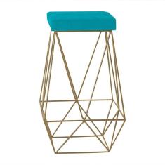 Imagem de Banqueta Decorativa Kathy Base Gold Suede Turquesa Gran Belo