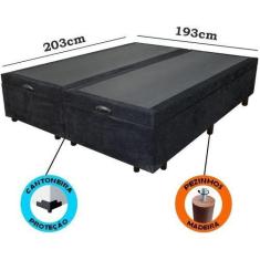 Imagem de Cama Box Baú King Size Bipartido Suede Preto com pistão a gás - Real C