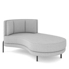 Imagem de Sofá Chaise Longue Sala De Estar Living Lucca Direito D02 Bouclê Cinza