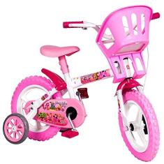 Imagem de Bicicleta para Meninas Aro 12 com Cestinha para Bonecas Rosa
