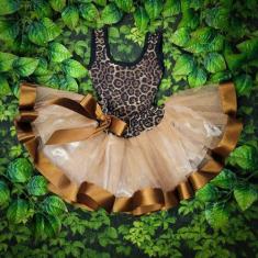 Imagem de Conjunto Fantasia  Body Infantil De Onça Leopardo Saia De Tule - Sines