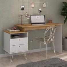 Imagem de Escrivaninha Plus Home Office 2 Gavetas Olmo-branco