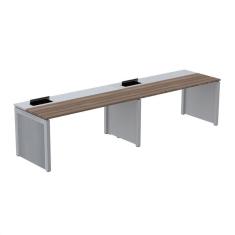 Imagem de Mesa de Plataforma Simples para 2 Pessoas Corporativa 120x792/2p Pscpp120/792/2p Walnut/Cinza
