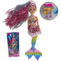 Imagem de Doce Boneca Sereia Que Brilha De Pelúcia Para Criança Presente De Aniv