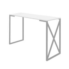 Imagem de Mesa De Escritório Computador 90cm Bex Industrial Ferro Prata MDF Off White - Ahz Móveis