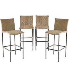 Imagem de Kit 4 Banquetas Havaí em Fibra Sintética Trama Dupla Artesanal  para B