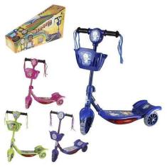 Imagem de Patinete Com Cesta Infantil Luz E Música Roda Dupla - Rosa - Kadê