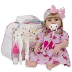 Imagem de Boneca Reborn Menina Corpo De Vinil Siliconado Pode Molhar - Cegonha R