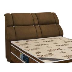 Imagem de Cabeceira Cama Box Estofada King King Imperador Suede Marrom Chocolate Simbal