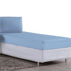 Imagem de Jogo de Lençol Solteiro 2 Peças Malha 100% Algodão (Azul Bebê)