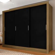 Imagem de Guarda Roupa Casal Layla 3 Portas Boreal/ Preto - Moveis Arapongas