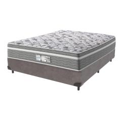Imagem de Cama Box Cinza e Colchão Casal Evolution Molas Ensacadas Probel