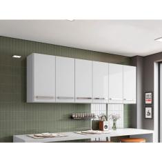 Imagem de Armario Suspenso de Cozinha Aereo 6 Portas Branco Maldivas Casa Mobilia