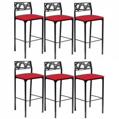 Imagem de Kit 6 Banquetas Luiza Corino Vermelho