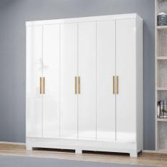 Imagem de Guarda-Roupa Casal Gliese 6 Portas 2 Gavetas Branco Neve - Mx Móveis