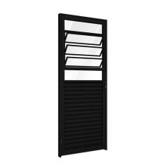Imagem de Porta de Aluminio de Giro Mista com Basculante 215x85cm Riobras Preto