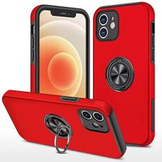 Imagem de Capa de silicone para iPhone 14 13 Mini 12 Pro 11 XR XS Max X 6 6S 7 8 Plus Armor Magnetic Metal Ring Stand Phone Case, red, iPhone 6 (6S) Plus