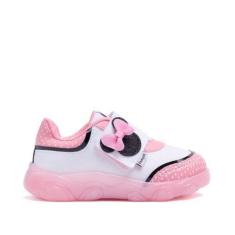 Imagem de Tênis Infantil Pampili Minnie Mouse Com Led Poá Branco/Rosa