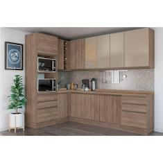 Imagem de Cozinha Modulada Kappesberg Maxxi 13 Peças (4 Armários + 4 Balcões + 1 Paneleiro + 4 Complementos) C13P03 Nogal