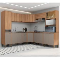 Imagem de Cozinha Modulada De Canto Completa Beatriz Nogal Damasco - Alj Móveis