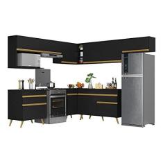 Imagem de Armário de Cozinha Completa de Canto Veneza Multimóveis V2071 Preto/dourado