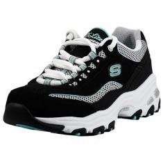 Imagem de Skechers D'Lites-Life Saver Tênis feminino com cadarço de espuma viscoelástica, Preto/turquesa, 36