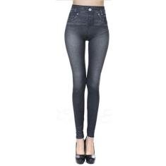 Imagem de Desconto Moda mulheres do esporte imitação Jeans Leggings Casual slim Calças Calças