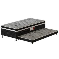 Imagem de Cama Box Conjugada Solteiro Probel Platinum com Cama Auxiliar 43x88x188cm - Preta/Cinza