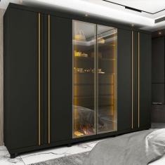 Imagem de Guarda Roupa Casal 6 Portas Com Led Absolut Reflecta Grafite - Gelius