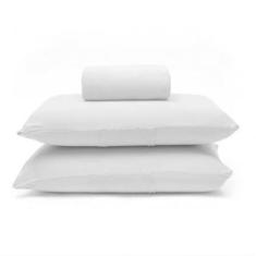 Imagem de Jogo De Cama Buettner Queen Malha Basic Liso 3 Peças Branco