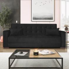 Imagem de Sofá Cama 3 Lugares Suede Ipanema Preto
