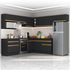 Imagem de Cozinha Completa De Canto Multimóveis Armário Balcão Preta