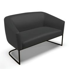 Imagem de Sofá Namoradeira 2 Lugares Base Industrial Preto Stella Corino Preto D03 - D`rossi