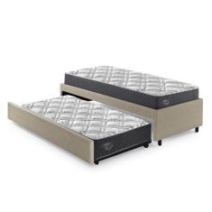 Imagem de Bicama Box Solteiro 88x188 Bege com Dois Colchões Adapto Molas Ensacad