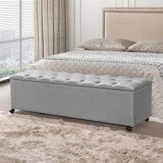 Imagem de Recamier Baú Com Rodízios Cancun 1,83m Linho Cinza