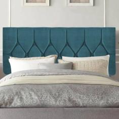 Imagem de Painel Estofada Istambul Botão Capitonê 195cm King Size Para Cama Box Quarto Suede Azul Turquesa - Gat Magazine