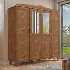 Imagem de Guarda-Roupa Brasil Casal Imbuia 4 Portas Espelhos 3 Gavetas Internas