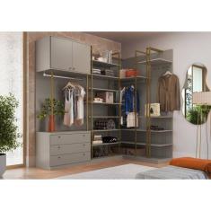 Imagem de Módulo Prateleiras e Suportes Guarda Roupa Closet Modulado Smart Tube Níquel